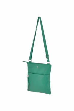 Cross-Body Bags*Ashwood Leather Zip Top Leather Cross Body Bag With External Slip Pocket Green