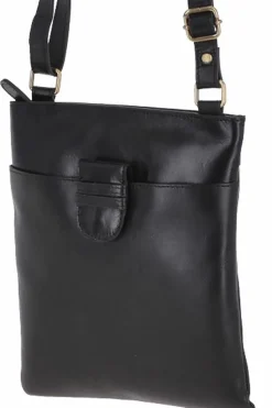 Cross-Body Bags*Ashwood Leather Zip Top Vegetable Tanned Real Leather Crossbody Bag Black