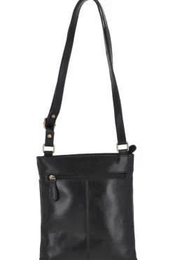 Cross-Body Bags*Ashwood Leather Zip Top Vegetable Tanned Real Leather Crossbody Bag Black