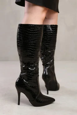 Calf High Boots|Heeled Boots*Where's That From Zoya' Wide Calf High Heel Boot True Black